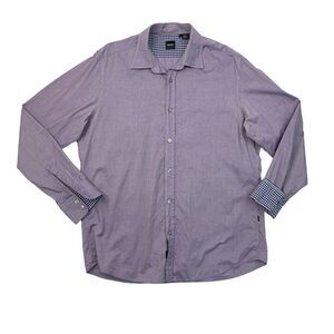 Hugo Boss Shirt Mens L Large Lavender Button Up Long Sleeve Cotton Regular Fit